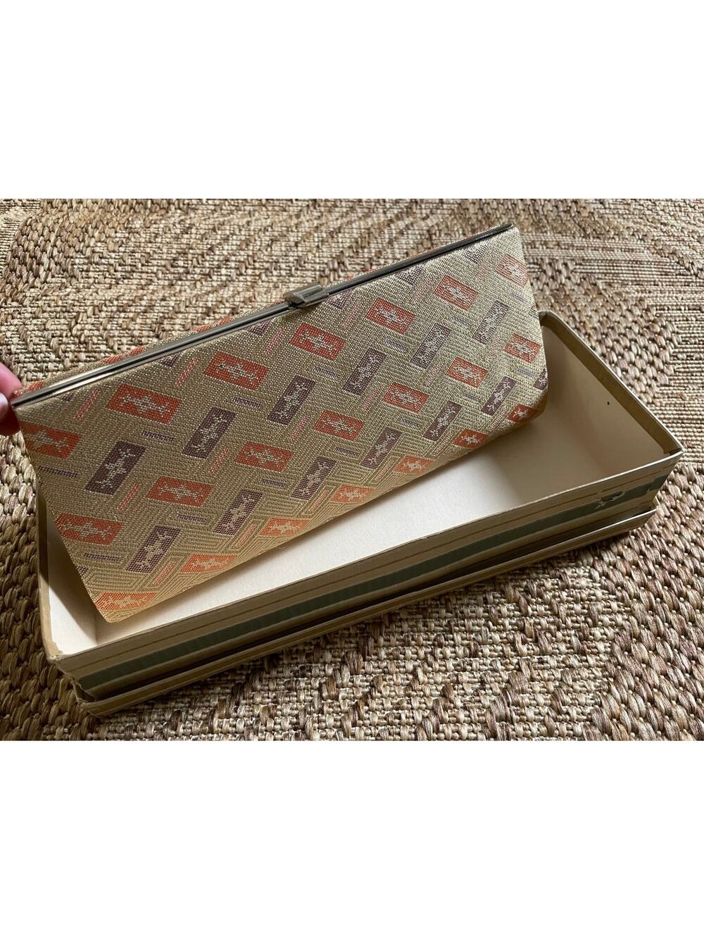 Vtg. Misukoshi Silk brocade clutch purse with box
